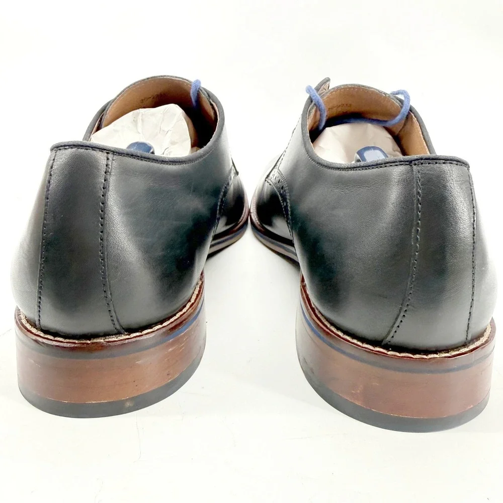 Johnston & Murphy Derby Shoes Mens 12 Black Leather Brogue Preppy Business